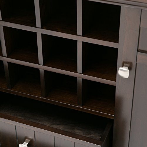 Simpli Home 3AXCBED-04 Bedford Solid Wood 54 inch Wide Rustic Sideboard Buffet Credenza and Winerack in Dark Tobacco Brown