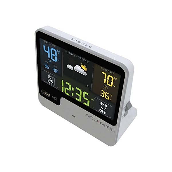 AcuRite 01129M Alarm Clock with USB Charger & Weather Station Bry
