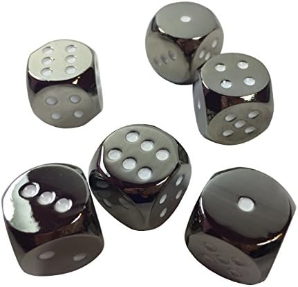 Poker Weight Set of 6 Solid Zinc Alloy Metal Dice (16mm) D6