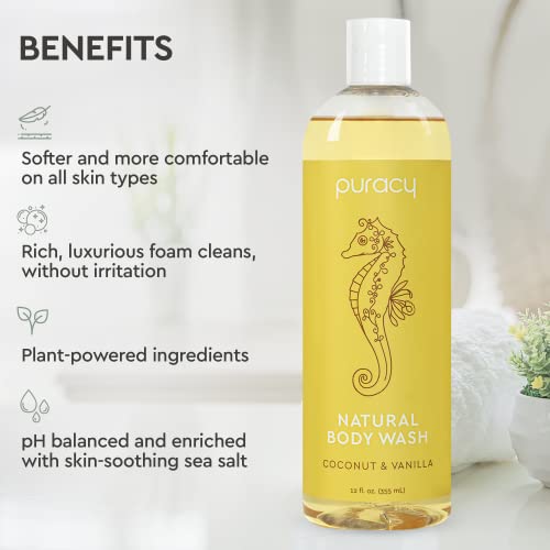 Puracy Body Wash, Coconut & Vanilla, Natural Body Wash for Skin