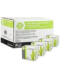 SupplyMaster - SMDTGN8L - Diamond Texture Nitrile Gloves - Disposable, Powder Free, Industrial, 8 mil, Large, Green (Case of 200)