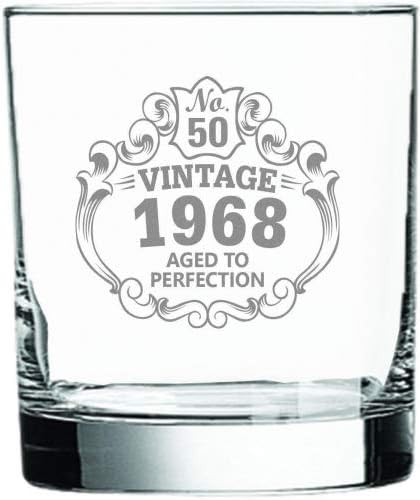 Whiskey Glass 50th Birthday Vintage 1968 Aged to Perfection Engraved โข 11oz Rocks Glass โข Great Gift for Father โข Grandfather โข Husband โข Son โข Friend