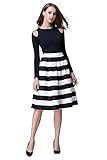 HIKA Women's High Elastic Waist Flare Pleated A-line Midi Skirt (XL, Black)