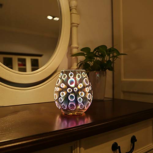 COOSA 3D Effect Electric Incense Oil Warmer Beautiful Glass Wax Tart Burner Fragrance Candle Wax Warmer Night Light Aroma Decorative Lamp for Home Office Bedroom Living Room Gifts & Decor