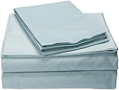 300TC Liquid Cotton Full Bed Sheets, Casual Silk Cotton Bed Sheet, Seafoam Bed Sheet Set 4-Piece Include Flat Sheet, Fitted Sheet & 2 Pillowcases