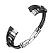 bayite Leather Bands Compatible with Fitbit Alta and Alta HR, Metal Clasp Leather Cord Wristband, (Black, 5.5