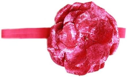 Flowerette Burst Soft Headband in Raspberry Rose with Raspberry Rose Sequin Flower