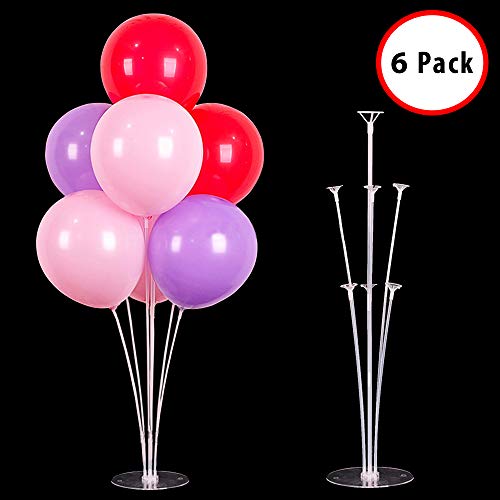 Joyvano Balloon Stand Kit - 6-Pack Balloon Holder Stand Set - Reusable Balloon Holders with Connectors - Ideal Table and Floor Centerpieces - Wide Sturdy Base - Instructions Included