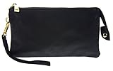 Proya Women's Soft-Feel Leather Zipper Wristlet Crossbody Wallet, BLACK