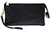 Proya Women's Soft-Feel Leather Zipper Wristlet Crossbody Wallet, BLACK