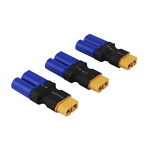 OliYin 3pcs Male EC5 Losi to Female XT60 Connector Adapter XT-60 LiPO Battery XT 60(Pack of 3)