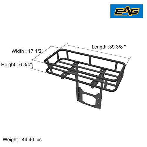EAG Rear Cargo Carrier Basket on OE Tailgate with Jack Mount Compatible with 0718 Wrangler JK