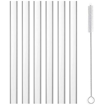 ALINK Extra Wide Reusable Clear Silicone Boba/Bubble Tea Straws, 14mm X 10