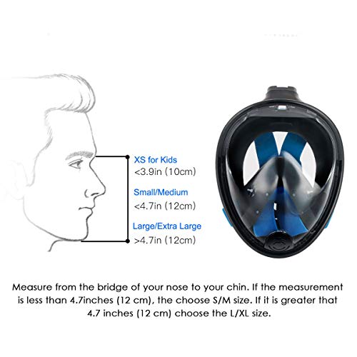 YOOCOOL Full Face Snorkel Mask Foldable 180° Panoramic View Diving Scuba Mask Free Breathing Full Face Snorkeling Mask with Waterproof Phone Bag (Black Ⅱ, Large/Extra Large) - Thumbnail 6
