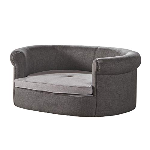 Christopher Knight Home Cassie Oval Charcoal & Light Grey Fabric Dog Sofa