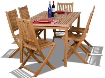Amazonia Teak Prague 7-Piece Teak Rectangular Dining Set, Light Brown (Model: SC MALIANA_6YOGYA)