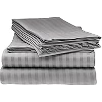 Elaine Karen 1800 Bedding - Soft Brushed Microfiber - Striped Queen Sheet Set Grey