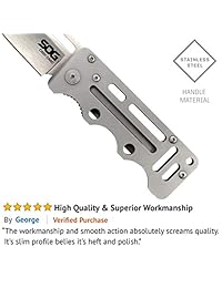 Cuchillo plegable SOG cashcard ez1 cp. Mango de acero inoxidable, pinza para billetes, satén, pulido satinado, hoja de 2.75".