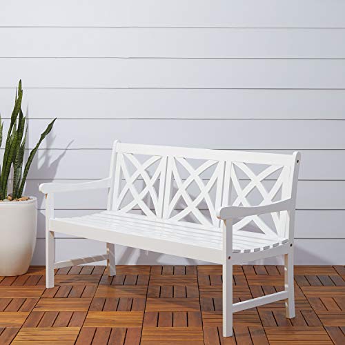 Vifah V1612 Bradley Outdoor Hardwood Bench, White - Thumbnail 2