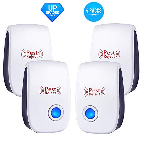 Ultrasonic Pest Repeller,Best Pest Control Ultrasonic Repellent ,4 pack Electronic Pest Control,Plug in Home Indoor Repeller,Pest Reject,Get Rid of Mice, Rats,Mosquitos, Insects, Scorpions, Squirrels