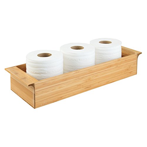 iDesign Formbu Wood Toilet Tank Top Storage Tray with Handles, Wooden