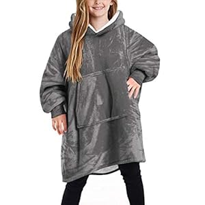 Oversized deken met capuchon voor kinderen, schattige pluizige Sherpa fleece capuchonsweatshirt met zak, voor kinderen…