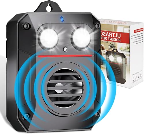 MEKEET Marderschreck Auto, Marderabwehr, Ultraschall Marderschreck mit Variabler Frequenz, mit Bewegungssensor & Blitzlicht für Haus, Scheune, Dachboden & Garage