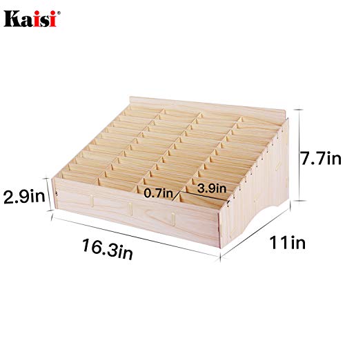 Kaisi 48 Grid Wooden Desktop Storage Box Mobile Phone Management Storage Box Creative Desktop Office Meeting Finishing Grid Multi Cell Phone Rack Display (48)