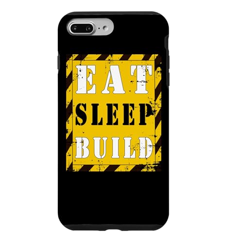 Funny Eat Sleep Build Construction Worker Builder Architect Case for iPhone 7 P…