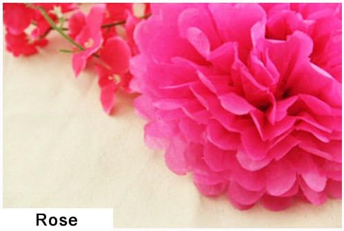 Art Paper Tissue Art Paper Tissue 15 Pcs 4" Tissue Paper Pom Poms Paper Pom Pom Decorations Flower Balls Wedding Party Decoration Supplies (Rose)
