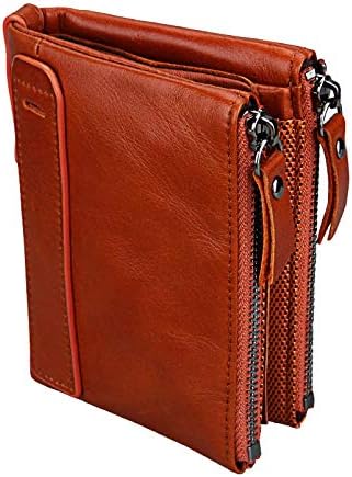 Men's Leather 8 Card Slots Tan Coin Bag Wallet