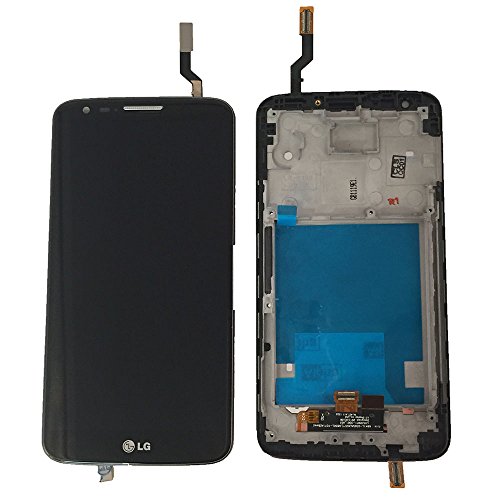 Group Vertical Replacement Complete Frame LCD Digitizer Assembly Compatible with LG G2 (Black) (D800, D801. LS980) (GV+ Performance)