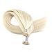 Moresoo 20 inch 50strands/50g I Tip Cold Fusion Hair Extensions White Blonde Color 60 100% Remy Human Hair Extensions Pre Bonded Stick I Tip Hair Extensions