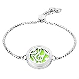 Music Note Essential Oil Diffuser Bracelet - Aromather Locket Bangle Stainless Steel Chain Fragrance Jewelry Set with 8 Cotton Pads - Charm Gift for Women,Teens Girl, Wife By Jenia