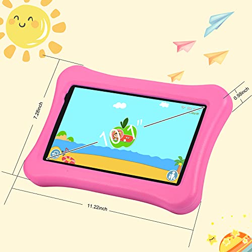 Kids Tablet, 10 inch Android Tablet PC for Kids, 2GB RAM 32GB ROM, iWawa Pre-Installed, Parental Control, WiFi, Bluetooth, Dual Camera, Educational, Games, Tablet with Stylus Pen/Shockproof Case-Pink