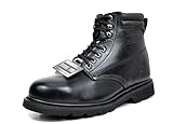ARCTIV8 Men's STEEL Pro Premium Full-Grain Leather Plain Rubber Sole Heavy Duty Steel Toe Work Boots Black 11.5 M US