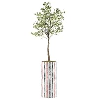 SIGNWIN Eucalyptus Tree with Red & Black Alternating Brushstroke Line Vase Geometric Rocky Minimalism Zen Dramatic Multicolor Dark for Living Room, Bedroom, Office - X-Large 5 Feet (60