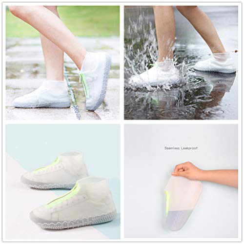 DREAMUS Reusable Silicone Waterproof Shoe Covers, Silicone Shoe Covers with Zipper No-Slip Silicone Rubber Shoe Cover for Kids,Men and Women (Transparent, L) - Thumbnail 4
