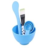 uxcell Blue 4 in 1 Cosmetic Tool Mask Mixing Stick Brush Spoon Bowl Kit