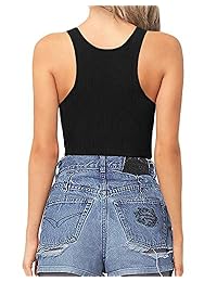 MANGOPOP - Body de tirantes para mujer con cuello redondo acanalado