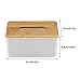 Yosooo Bamboo Tissue Box Modern Look Rectangular Paper Holder Boxes for Bathroom Dining Table Bedroom Storage Organizer(Rectangle), 21cm x 13cm x 9.8cm
