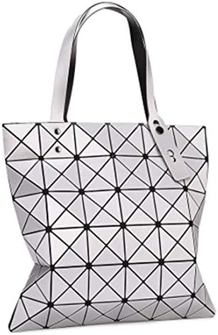 Geometric Rhombus Diamond Laser Bag Solid Color Glossy Folding Large Capacity Handbag Shoulder Bags For Women.