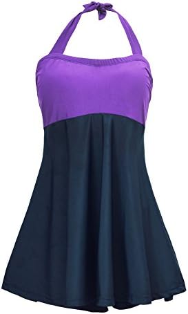 LYB omen's Plus-Size Shaping Body One Piece Swim Dresses Swimsuit (2X-Large, Purple)