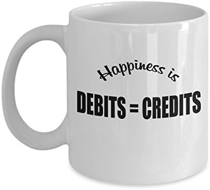 Auditing Coffee Mug - Happiness Is Debits = Credits - Funny Auditing Valentines Day and Birthday Gift For Men Women Dad Mom Him Her - Ceramic White Mug