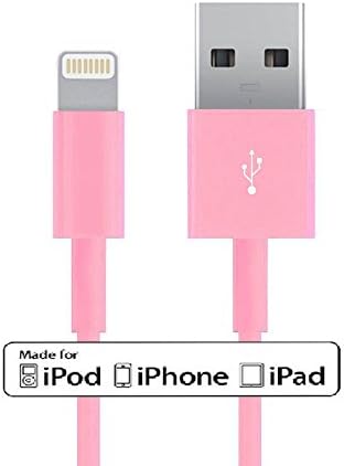 Lightning 8-Pin Cable, Pink 10ft Lightning to USB Charger Sync and Charging for iPhone 7/6/6s/5/5S/5C, iPad Mini 1/2/3, iPad 4, iPad Air 1/2 - 3 Meters