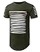 URBANCREWS Mens Hipster Hip Hop Ripped Zipper Crewneck T-Shirt OLIVEWHITE XLarge