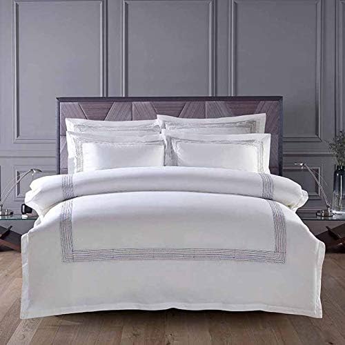 MIJIA 100% White Cotton Embroidered Bedding Set 4 and 6 King Beds Luxury Bedding Set,5,King4pcs