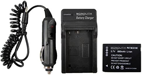 Monolith Industry Battery &amp; AC Wall + DC Car Charger for Panasonic: DMW-BCG10; DMW-BCG10E; DMW-BCG10PP; DE-A65; DE-A66 