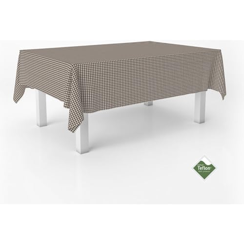ECOMMERC3 | Stain Resistant Vichy Tablecloth for Rectangular Table Size 250 x 140 cm - Vichy Tablecloth Extra Soft and Waterproof Touch Brown
