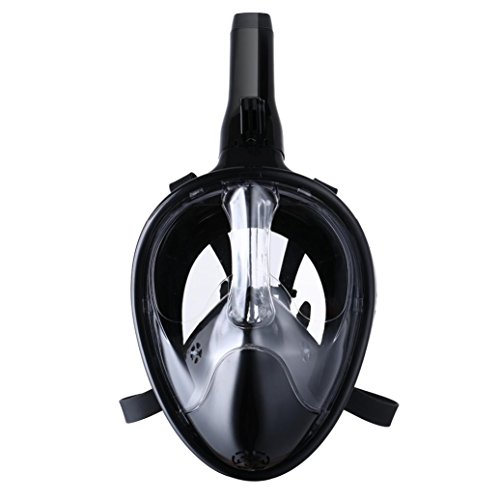 Sinwo Full Face Snorkel Mask,Foldable Anti Fog Fully Dry Diving Mask Swimming Full Face Mask Snorkeling Tool (S/M, Black)